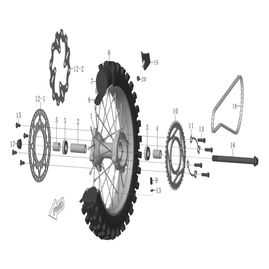 RXB190 Rear Wheel Assembly
