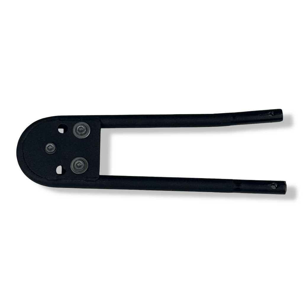 Black cable crimping tool on a transparent background