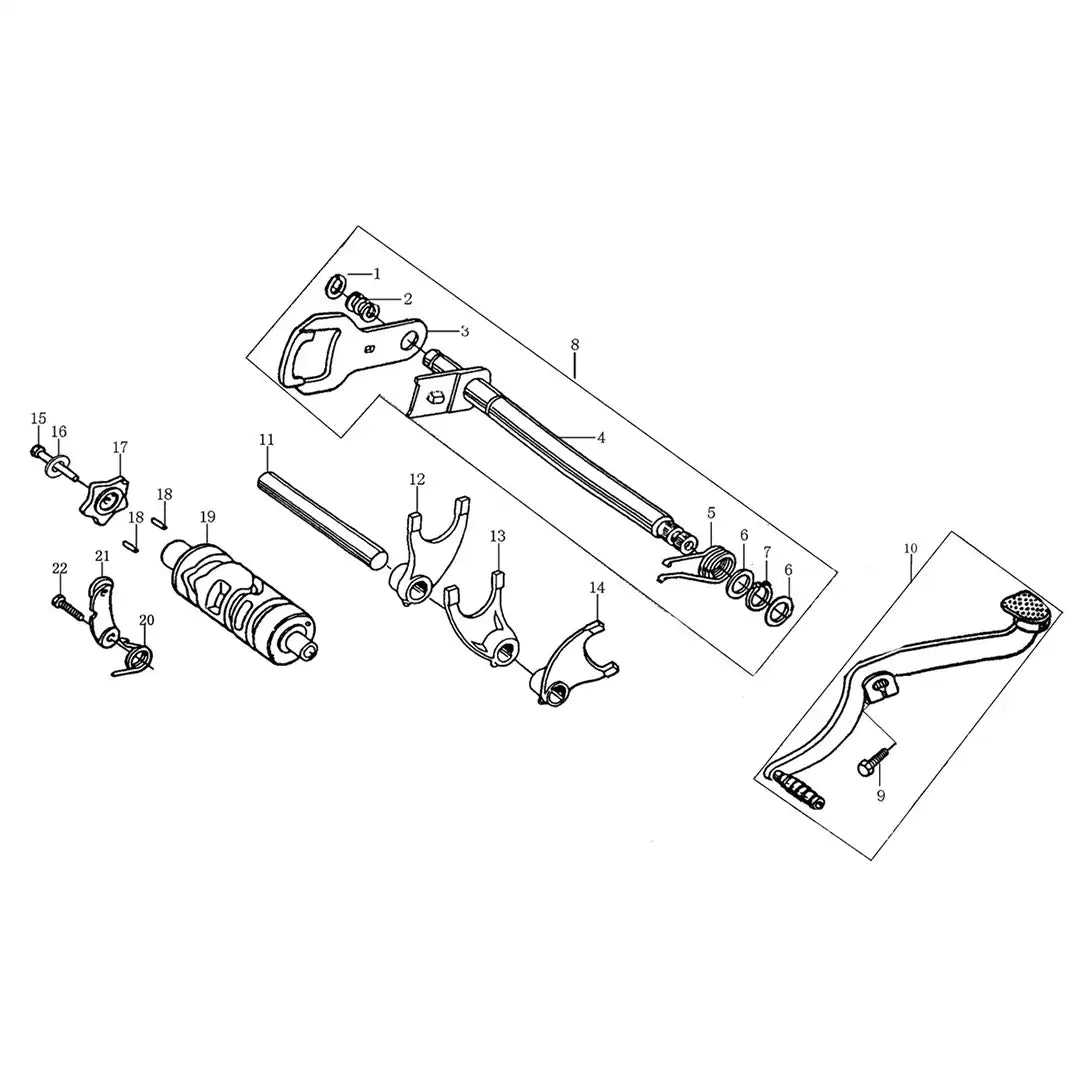 Zongshen PR250 Engine - Gearshift Mechanism (F09)