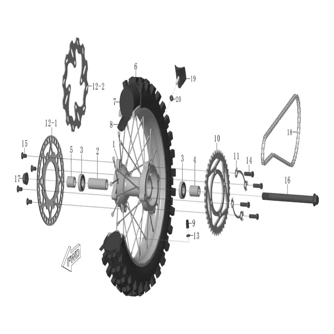 RXB125 Rear Wheel Assembly