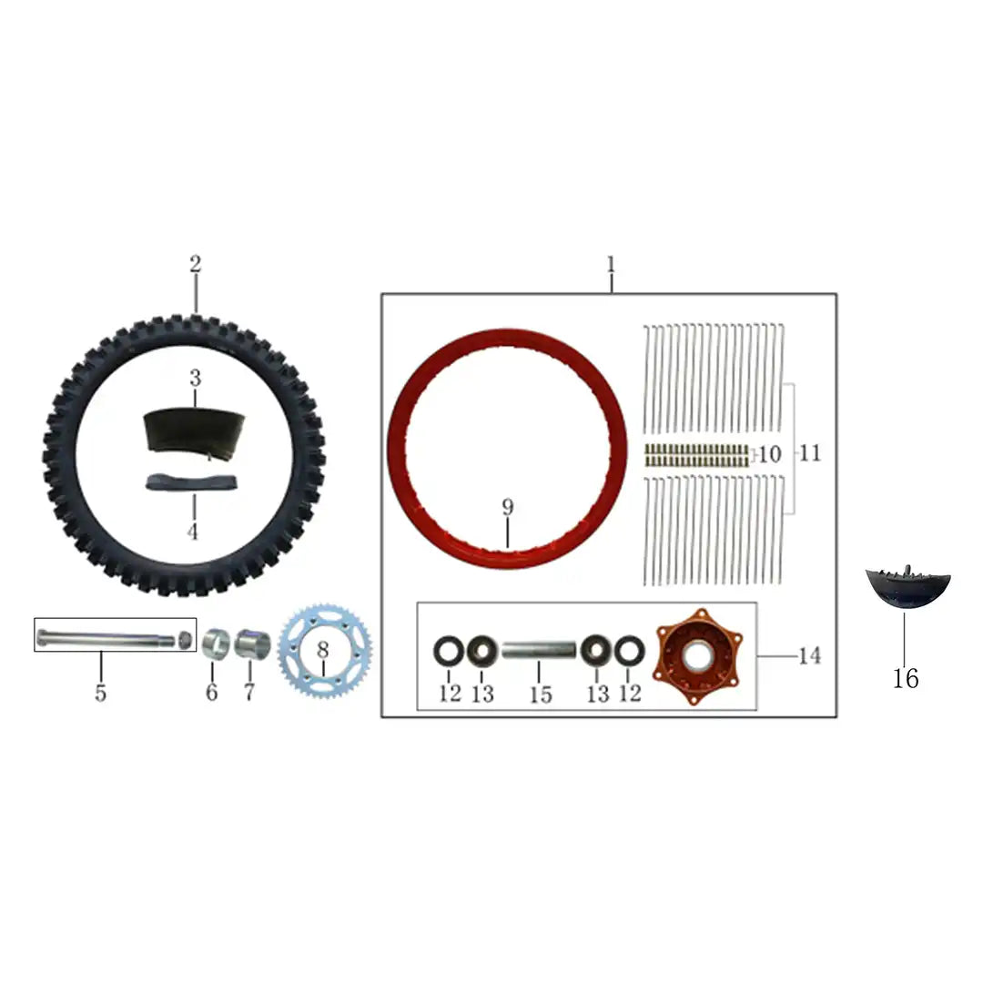 RXB250 Rear Wheel Assembly